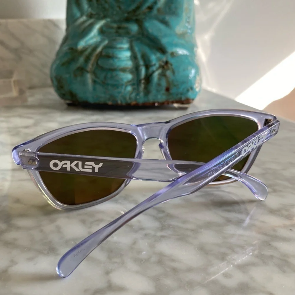 Oakley Frogskin Sunglasses Gen 1 Made in Japan Crystal Clear Orange Iridium Lens